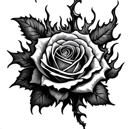 Rose Thorns Fire Flames