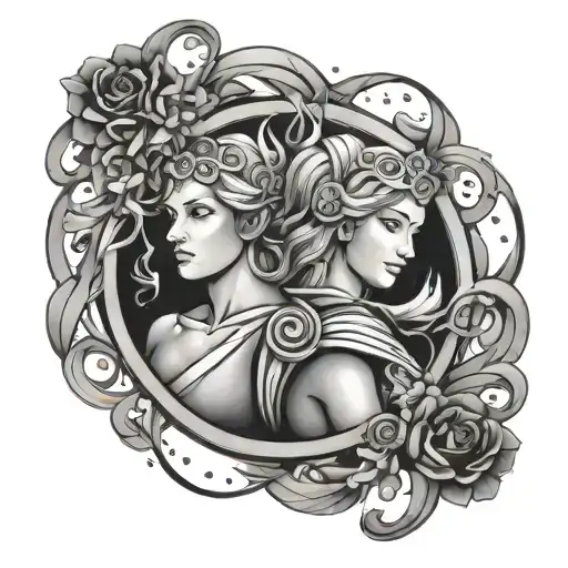 Virgo Ares Zodiac Symbol Intertwined