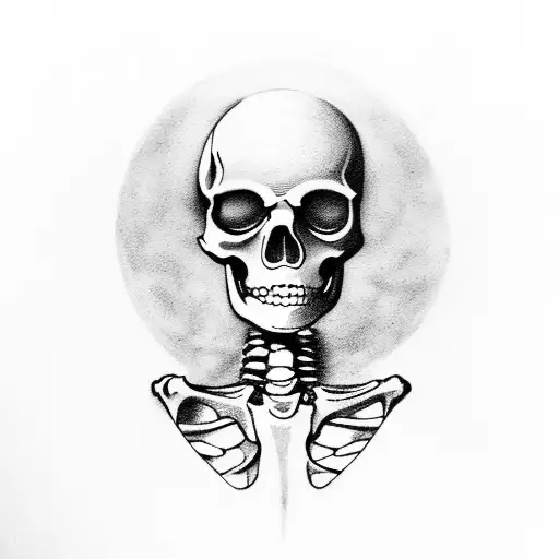 Woman Behind Skeleton