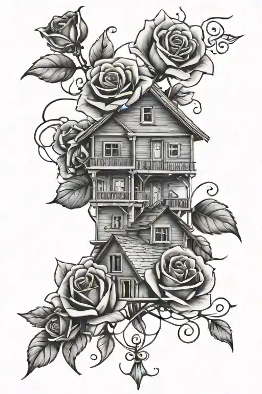 House And Rose Intertwined