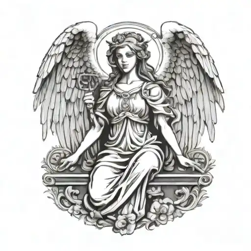 Stoic Virtues Discipline Justice Wisdom Female Angel