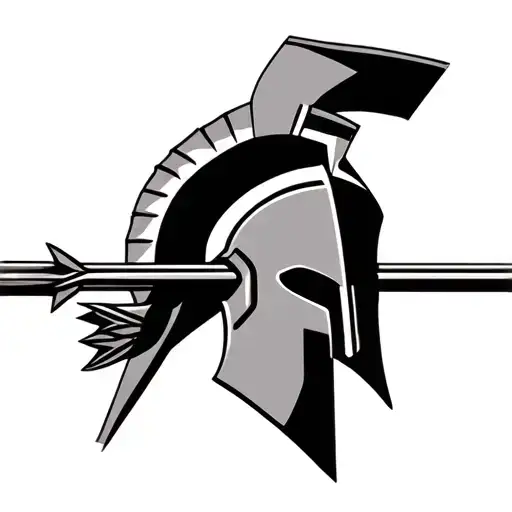 Spartan Helmet With Arrow Through It From Top To Bottom