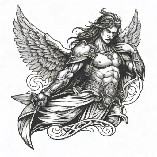 Warrior Angel Hurt With Wounds But Protecting Everything And Everyone Tattoo