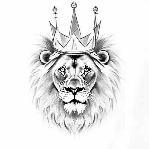 Lion With Crown And Scar On The Right Eye