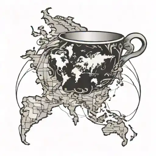 A Coffee Cup Morphing The World Map