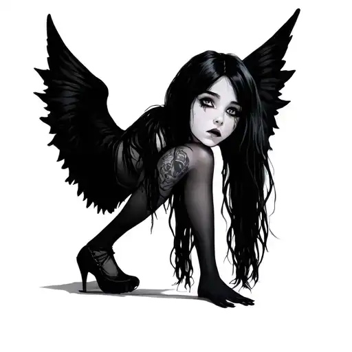 Simple Goth Girl With Thick Tights