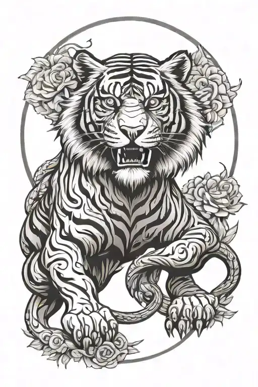 Leo Sign Tiger Zodiac Sign Intertwined
