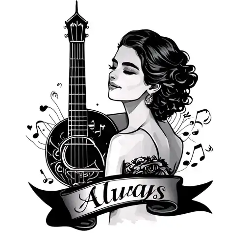 Couple Tattoo Featuring Music And Architecture And The Word Always