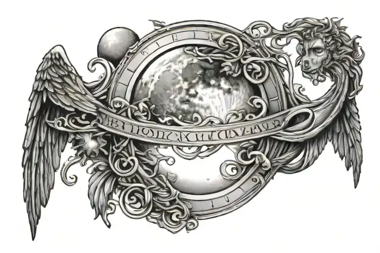 Moon Intertwined With Roman Numerals For 2005 Written