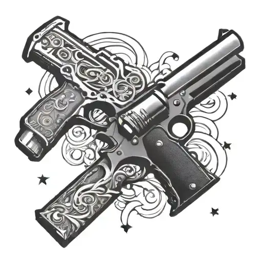 Blade And Gun Wrapped Together Symbolizing