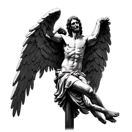 Christ Crucified Pose With 6 Angel Wings