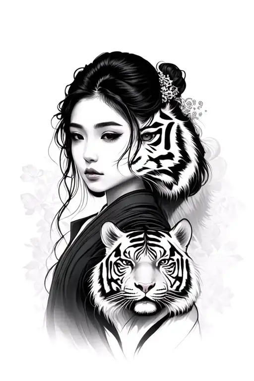 Japanese Woman With Tiger