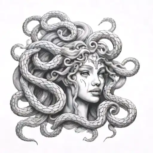 Medusa Tears Flowing From Its Eyes Like Fire