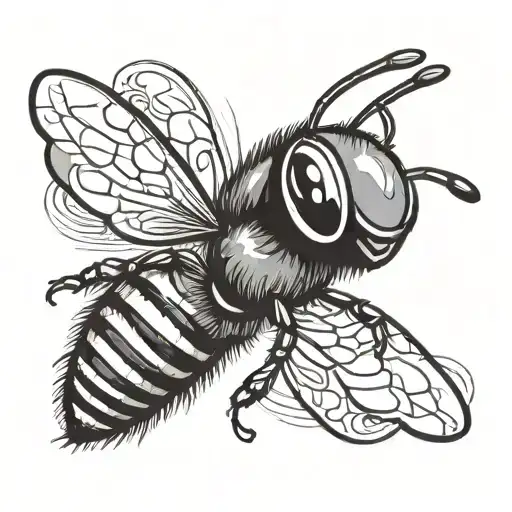 Cute Cartoon Honeybee Flying