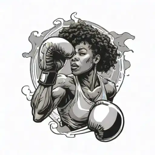 African American Woman Boxer Getting Punched By The Glove Of Life