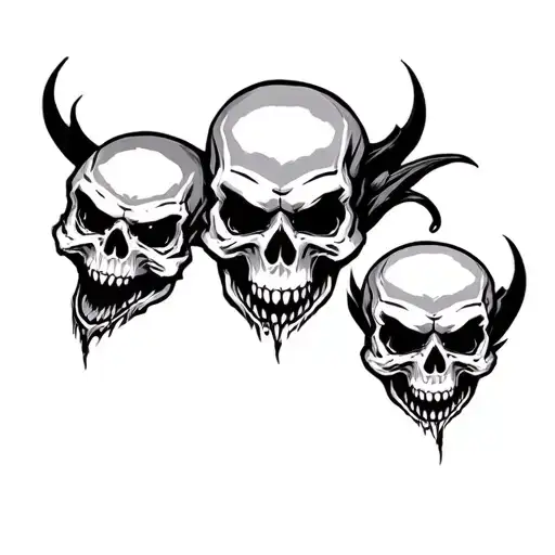 Skulls And Harley Davidson Designs With Evil Faces