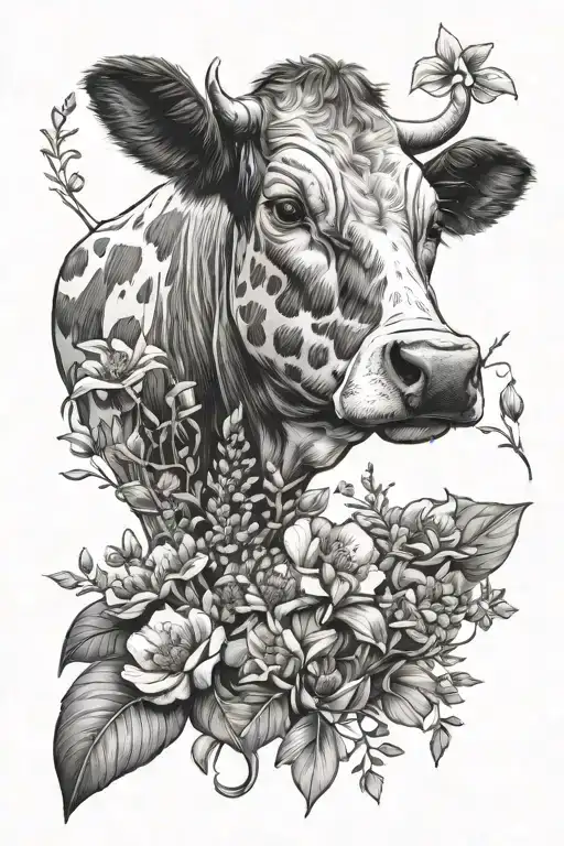 Cow Laying In A Bed Of Wild Flowers