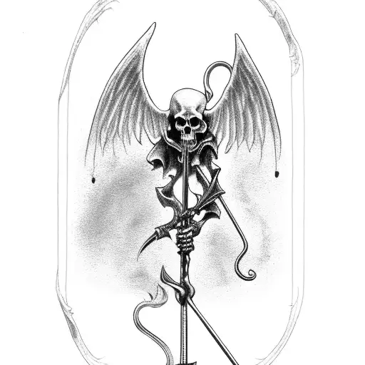 Grim Reaper Holding Balance Scale And Scythe