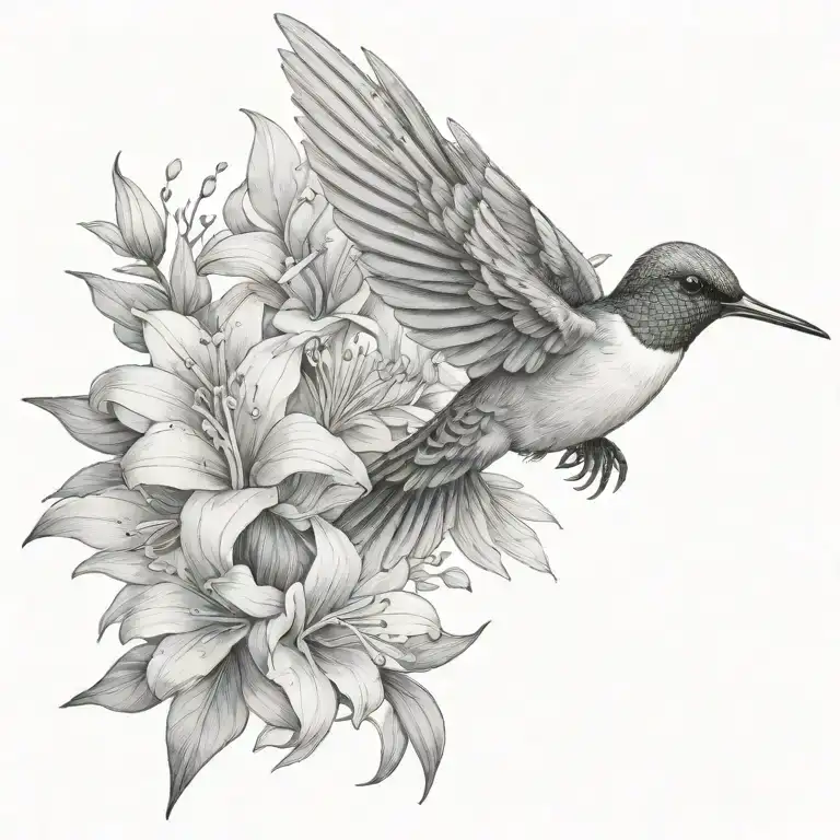 Humming-bird Tropical Flowers And Leaves