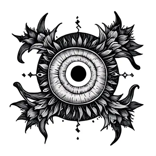 Evil Eye Sun Moon Boho Linework Design