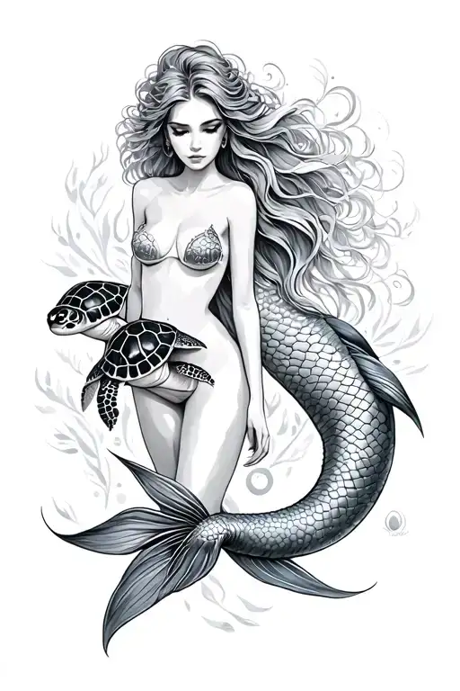 Mermaid And Turtles