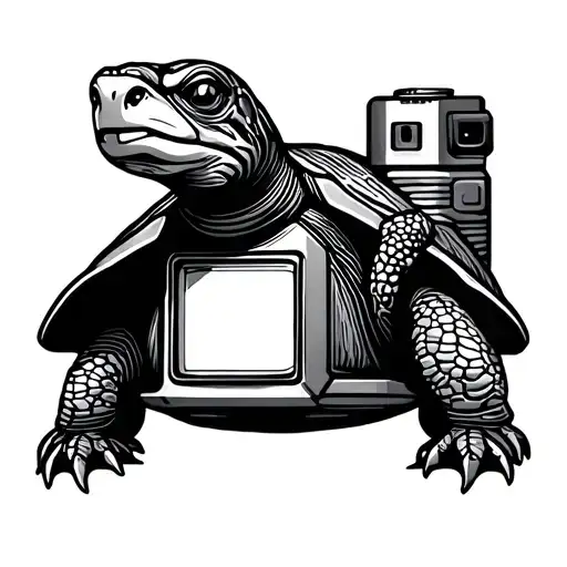Turtle Holding A Camera Simple