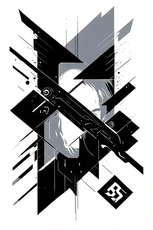 A Tattoo Design Combining Elements Of Bts And Straykids Logos In A Futuristic And Abstract Way