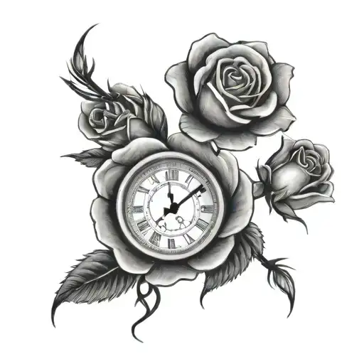 Clock 3 Roses Tattoo