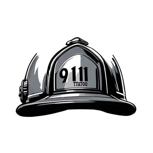 American Firefighter Helmet With Memorial Of 911