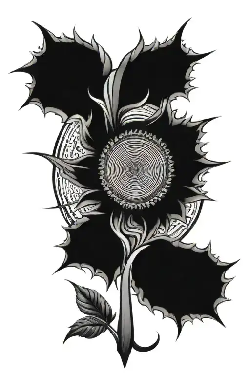 Fractal Soundwave With Sunflower