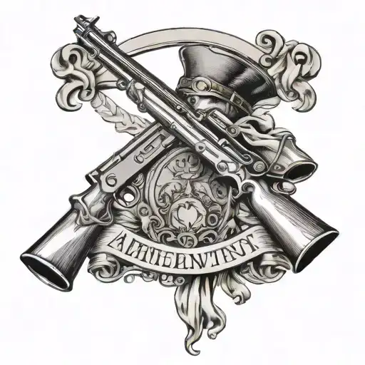 Muskets Crossing With 2Nd Amendment Scroll Across The Top