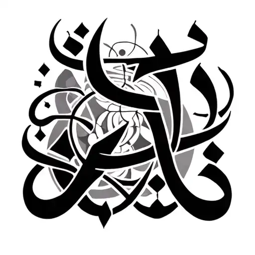 Arabic Minimalist Tattoo Design Lines Connecting Various