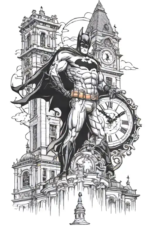 Batman Standing Infront Of Clock Tower In Gotham Cit