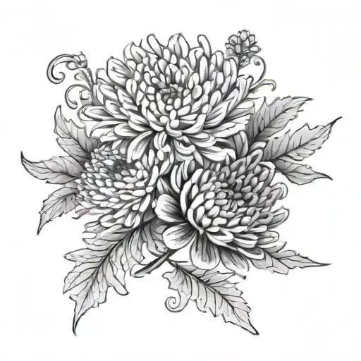 Black Chrysanthemum Long Stems Wrapped Around