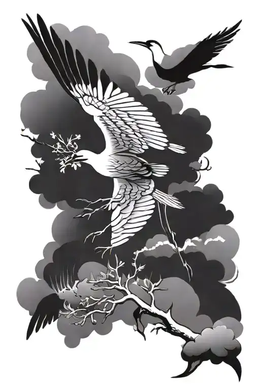 Flying Crane Bird Minimal