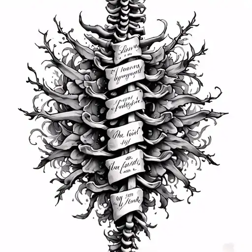 A Spine Tattoo With Bible Verses Going Down Along The Spine