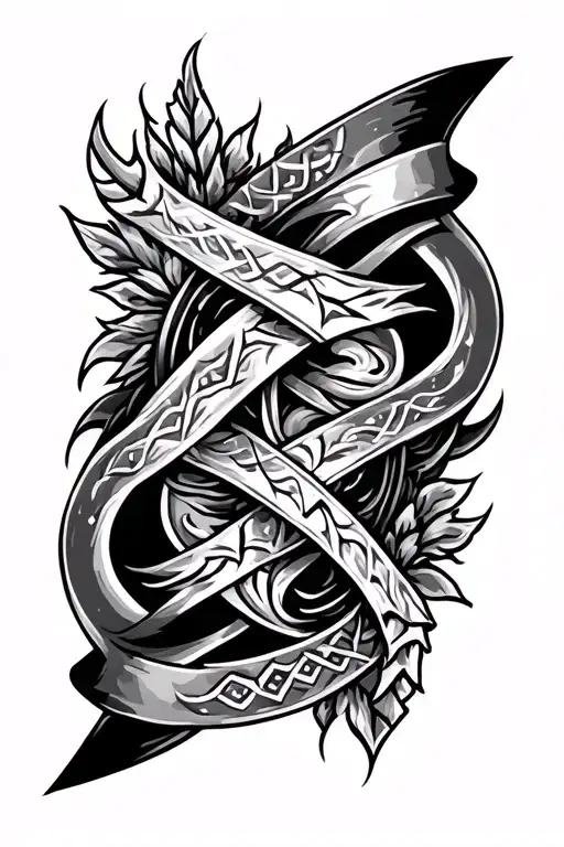 Half Sleeve Shoulder And Upper Arm Tattoo Viking Nordic Wrap Around Black Bands Symmetrical