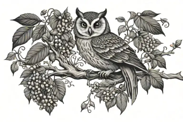 Owl Hawthorn Vine Tree