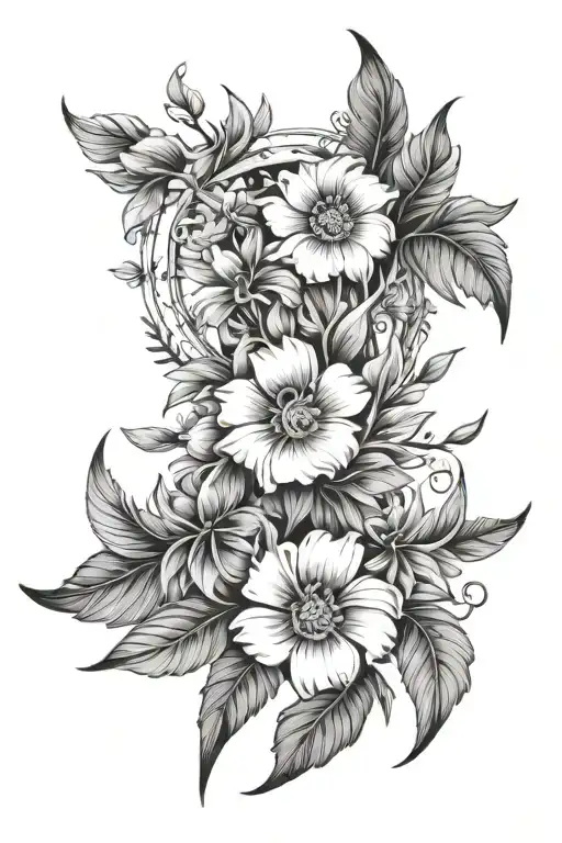 Sagittarius Flower Large Black Leaves