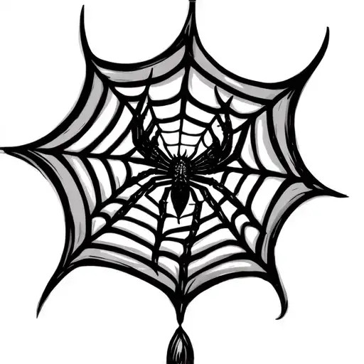 Spider Web With Spider Hanging Down Neck