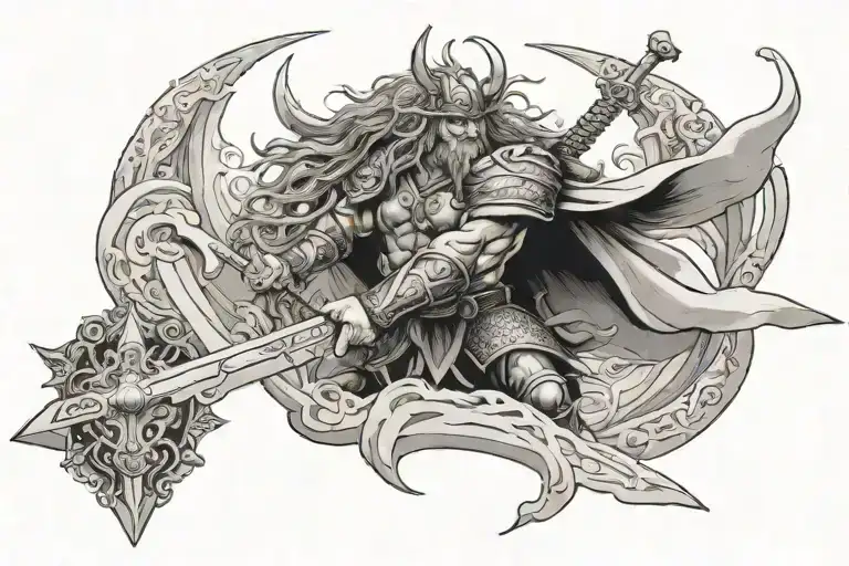 Valhalla With Sword Going Thru