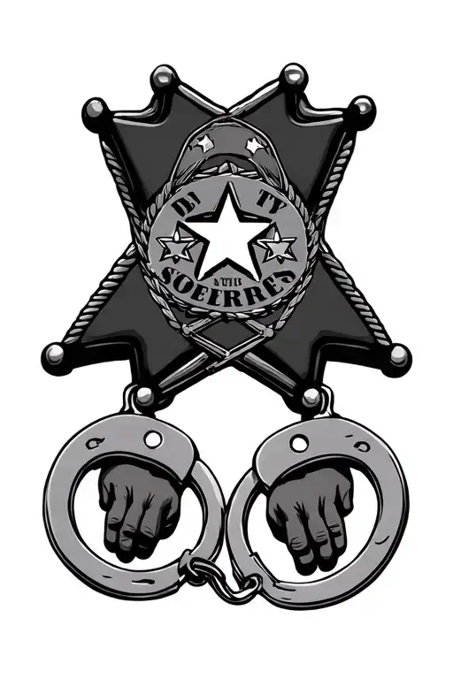 Handcuffs With Deputy Sheriff Star In Each Wrist Hole