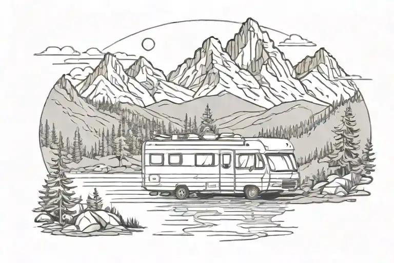 Rv Camping Lake Surrounded By Mountains