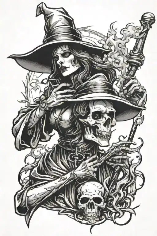 Witch Smoking At The Stake Wrapped