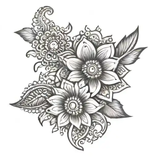 Floral Henna Hand Tattoo Design