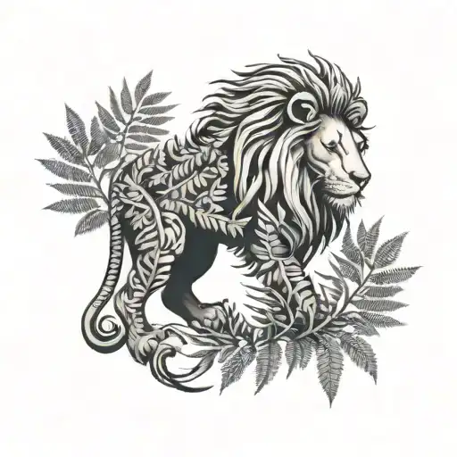 Lion Made Of Ferns