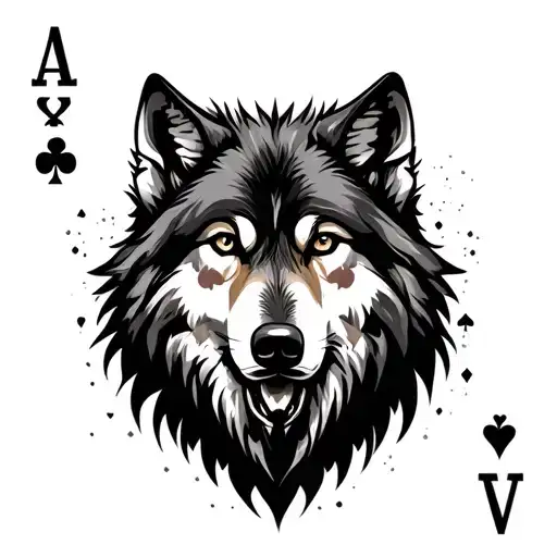 Poker Cards With A Wolf Surrounded