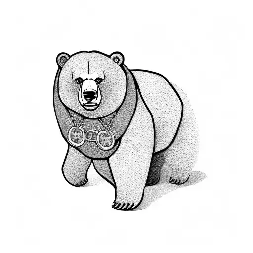 A Bear Sitting With A Gold Chain That Says Llb And Holding Money In Its Hand