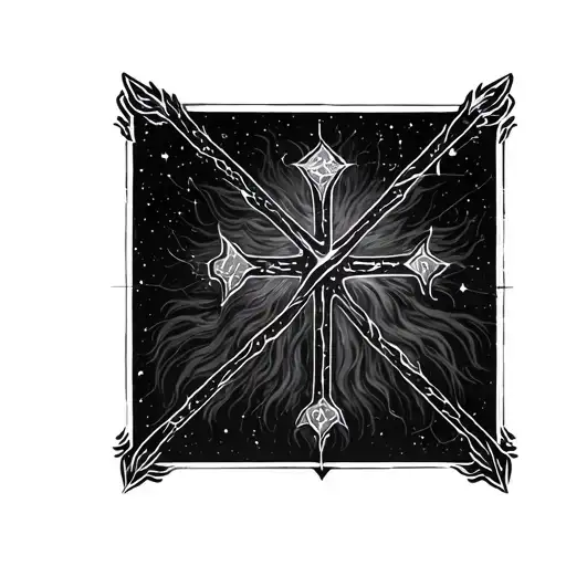 Leo Constellation Cross Tattoo Design Combining