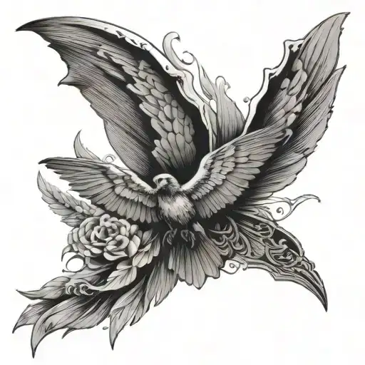 Bat Butterfly And Crow Wings Spread As Biblically Accurate Angel